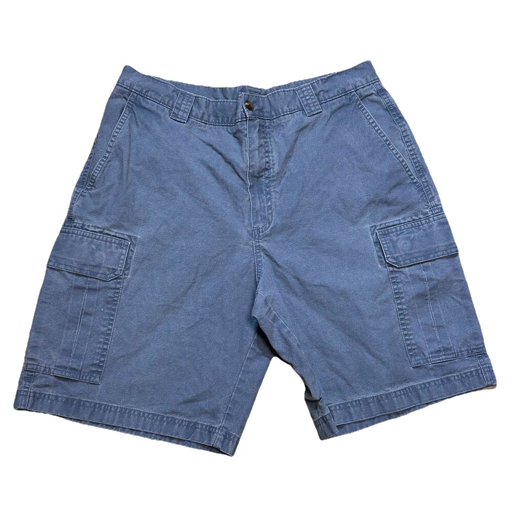 LL Bean Natural Fit Cotton Canvas Blue Hike Travel Pocket Cargo Short 35